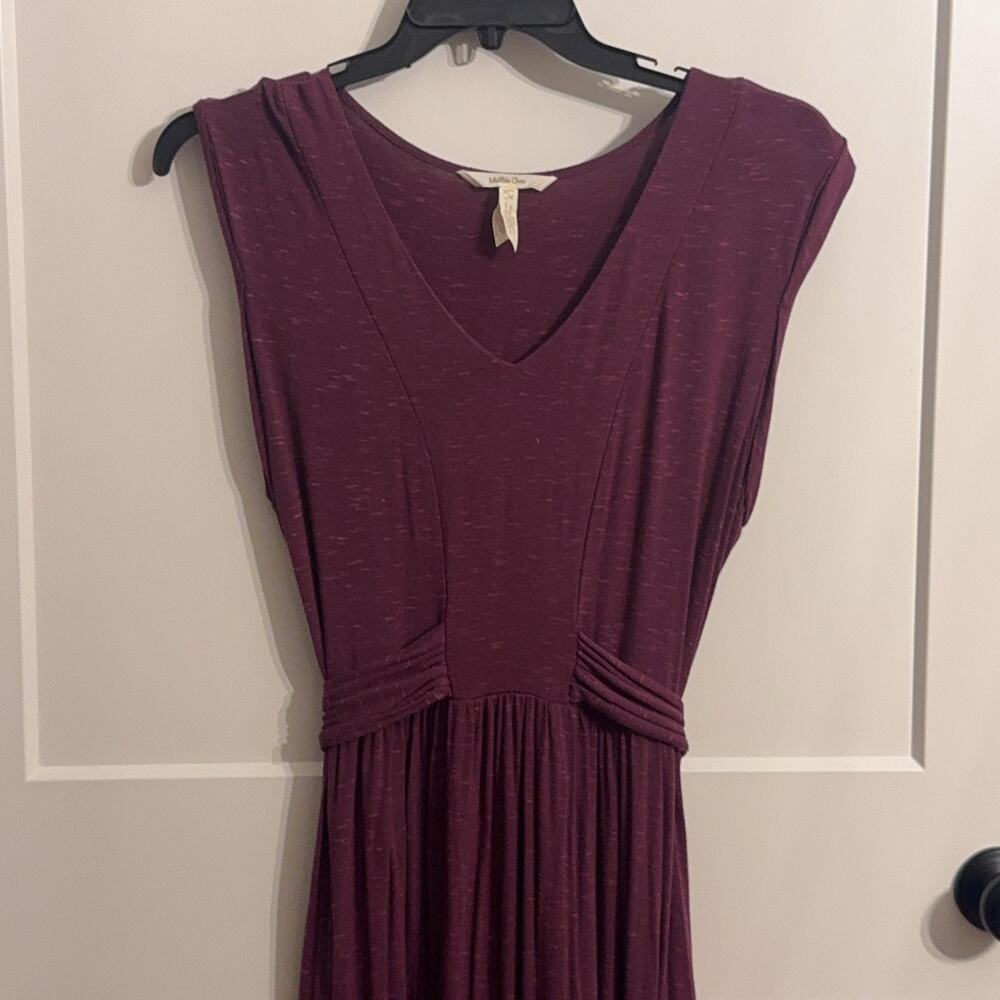 Matilda Jane Dress Sz L Purple Jersey Maxi V Neck Pockets Travel Casual Resort